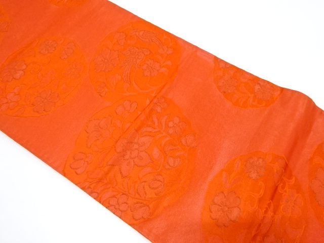 未使用品　花鳥模様織り出し袋帯